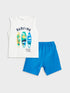 LC Waikiki Crew Neck Printed Baby Boy Undershirt and Shorts 2-Piece Set